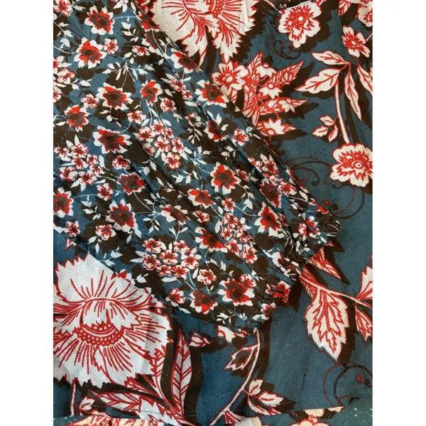 Band of the Free Blue Red Floral V-Neck Long Sleeve Blouse Small NWT - Image 7