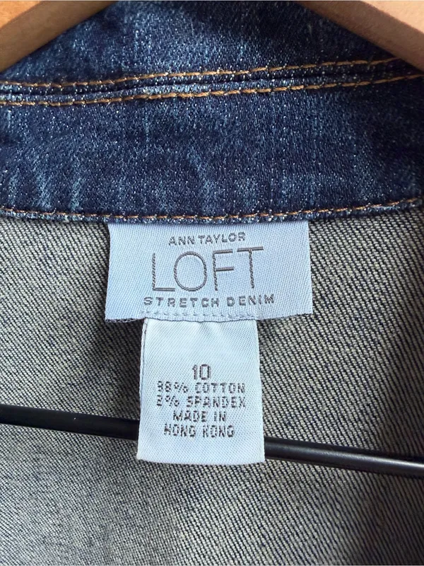 Ann Taylor LOFT Women's Blue Stretch Denim Jean Jacket Size 10 - Image 2