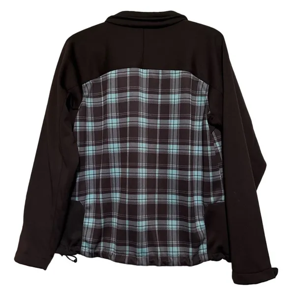 Marino Bay Natural Women's‎ Brown Teal Plaid Lightweight Jacket Size L - Image 3