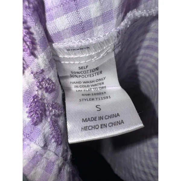 Savana Jane Embroidered Gingham Top Women's Small Cottage‎ Boho Feminine ~Flaw - Image 7