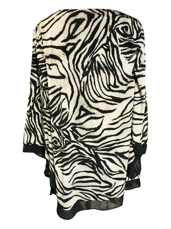 Alfani Women’s XL Zebra Print Chiffon Trim Tunic Top V-Neck Bell Sleeve - Image 3