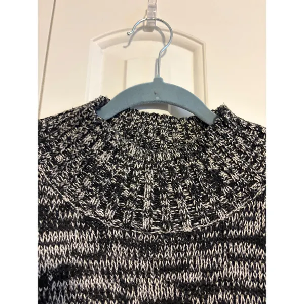 Old Navy Women's XXL Black White Marled‎ Mock Neck Long Sleeve Sweater - Image 4