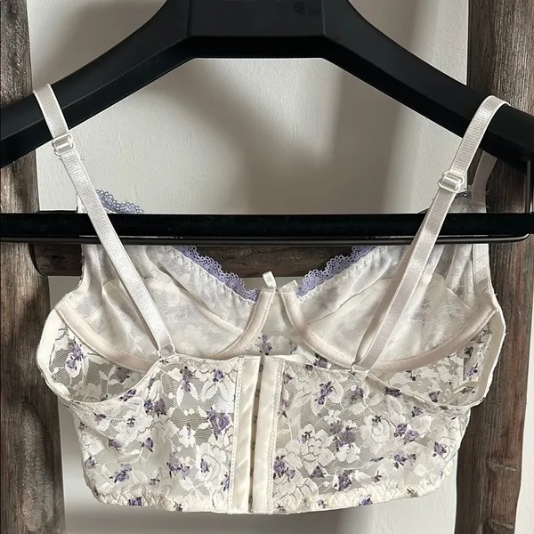 Forever 21 Ditsy Floral Lace Underwire Bra Small White & Purple NEW - Image 5