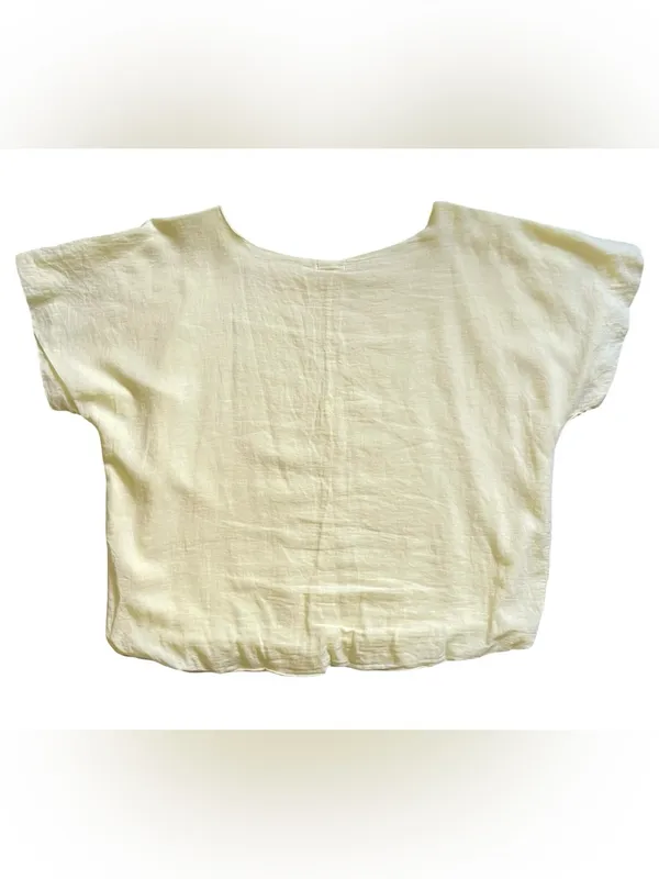 Dylan Clothing Sundance Catalog Butter Yellow Bubble Hem Cotton Top XS - Image 6