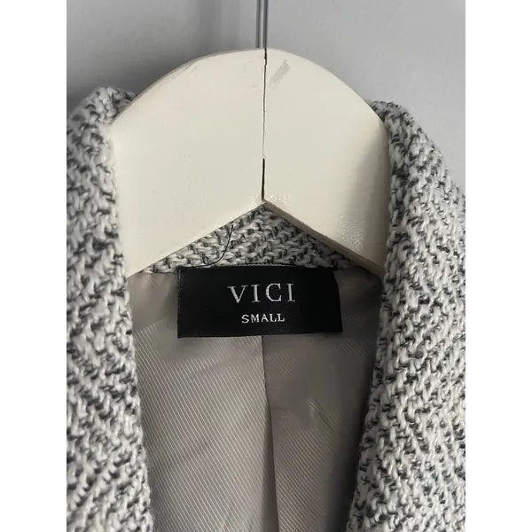 Vici Grey‎ Tweed Car Coat Pockets Minimalist Small Lined Peacoat Neutral Classic - Image 2