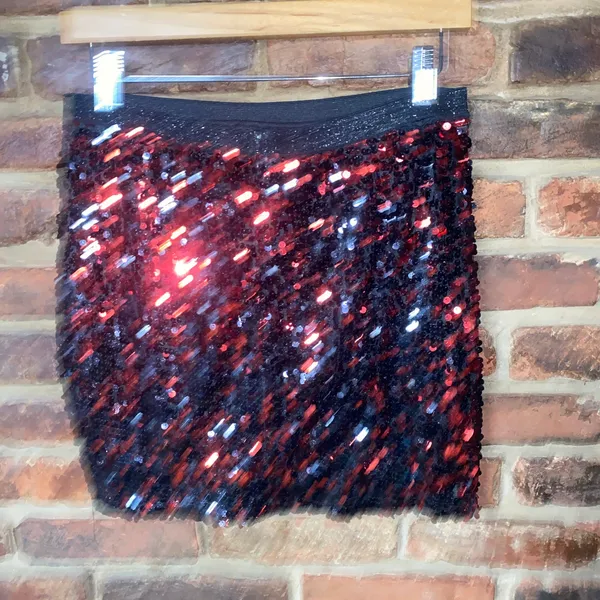 Lydia Black Red Sequined Mini Skirt Women's Size Large - Image 3