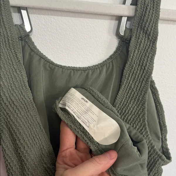 Aerie Birthday Crinkle Scoopneck One Piece Green Shimmer Swim NWT - Image 9