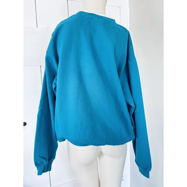 Decorated Originals Womens Blue Rhinestone Snowflake Holiday Sweatshirt Large‎ - Image 2