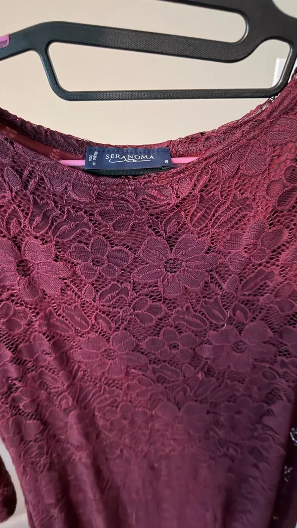Wine Lace Midi Dress - Elegant Seranoma Small Dress - Image 2