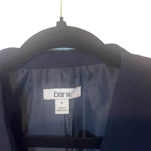 Bar III Size 4‎ Navy Blue Career Wear Office Viscose Blend One Button Blazer - Image 4