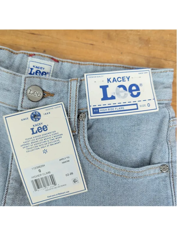 New Kacey Lee Denim Two Tone Flared High Rise Jeans 0 - Image 2