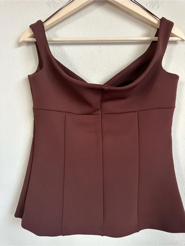 Zara Off the Shoulder Brown Structured Top - Image 7
