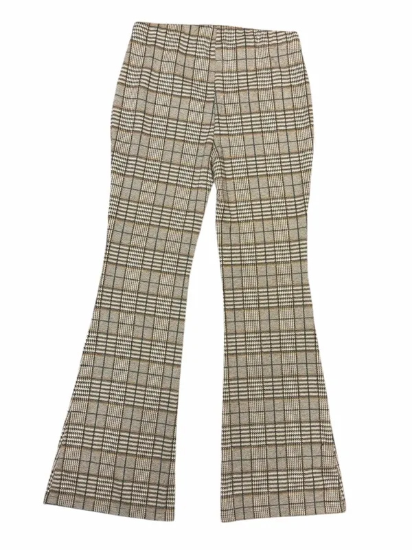Abercrombie 70s Retro Plaid Flare Pants Vintage Revival Pull On Knit Trousers S - Image 3