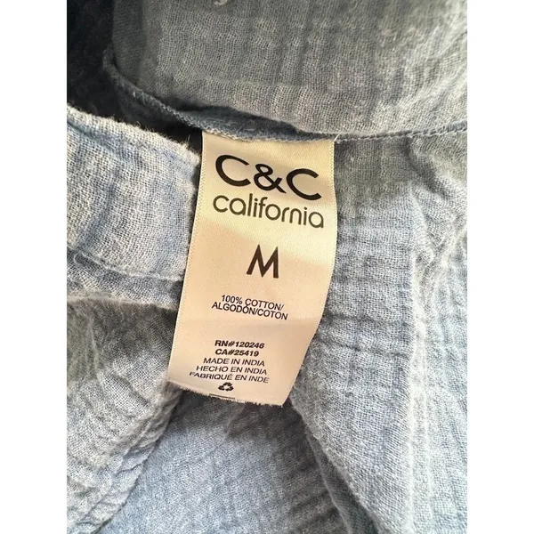 C&C California Dress Marie Double Cotton Gauze Shirtdress M‎ Coastal Minimalist - Image 11