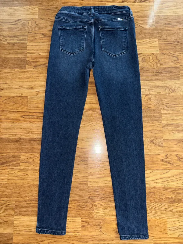KanCan Button Fly Skinny Jeans Juniors Size 9 Waist Size 28 Dark Wash Stretchy - Image 8