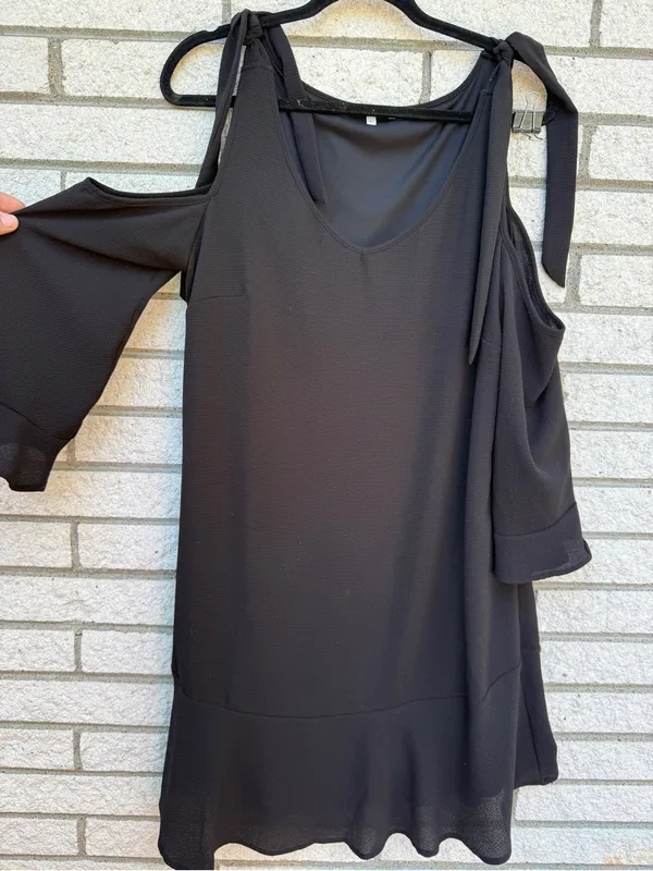 Andree by Unit Black Cold-Shoulder Tie-Strap Dress - Women's - Image 3