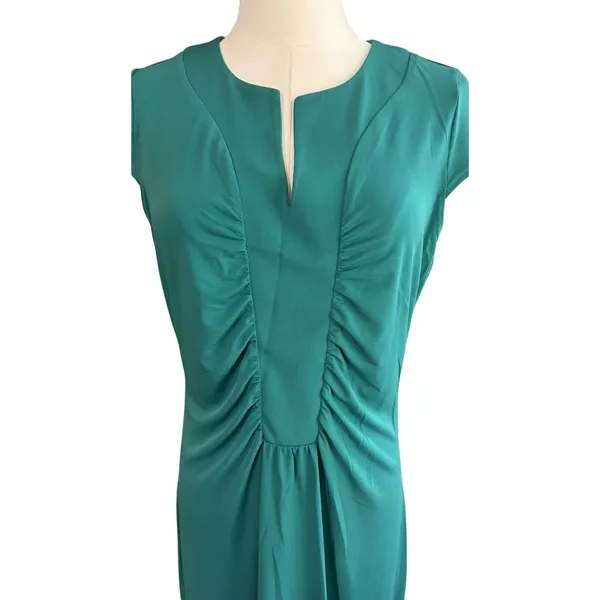 Dress NWOT Silky Green Alfani Sheath Dress Resort Office Casual SZ M - Image 2