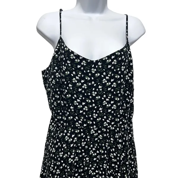 Old Navy Women Cottage Boho Floral Sundress XL Black Smocked Back Indie Whimsy - Image 3