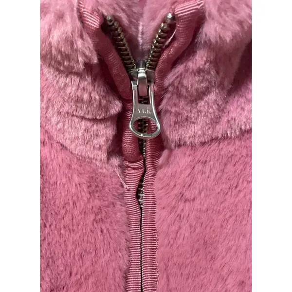J.Crew Faux Fur Vest Women's Small Pink Full Zip Mock Neck Plush Fleece - Image 4