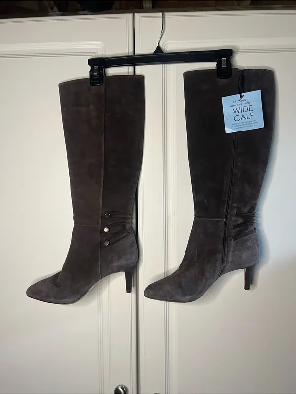 Y2K Antonio Melani Brown Suede Knee High Heeled Boots - Image 13