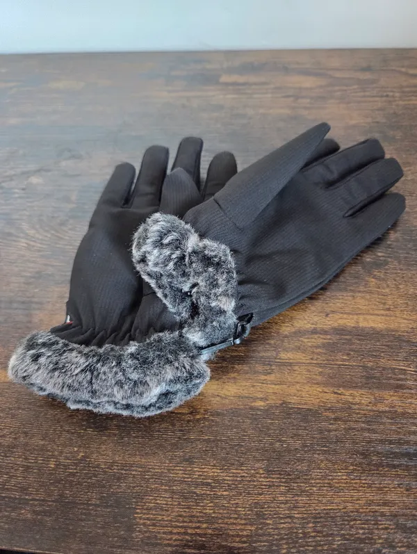 32 Degrees Heat 32⁰ Weatherproof Women's Winter Gloves Black Fur Trim Medium Outdoor Snow Skiing - Image 3
