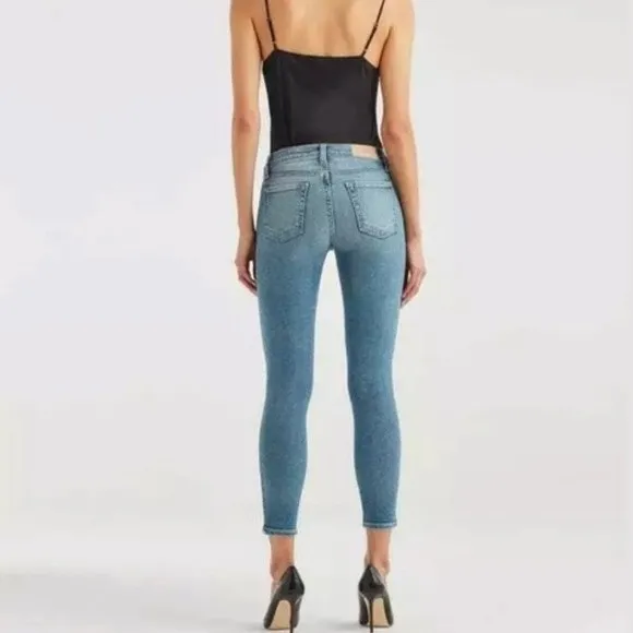 7 For All Mankind Luxe Vintage Skinny Jeans With Metallic Chevron Stripe Size 26 - Image 3