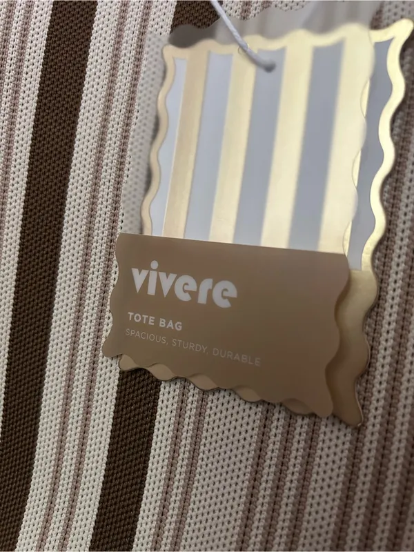 NEW Vivere Striped Reusable Woven Tote Bag - Image 3