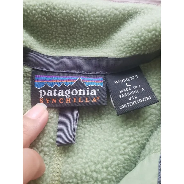 Patagonia Synchilla Women's Light Green Fleece Jacket Size L Full Zip Vintage - Image 2