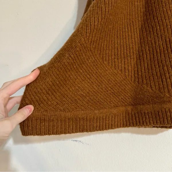 Ann Taylor Ribbed Zip Oversized Poncho Sweater Size XS/Small Caramel Cozy - Image 2