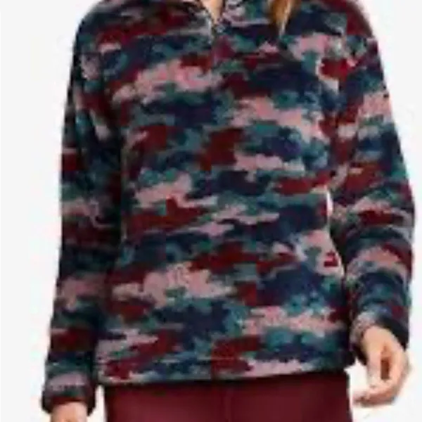 Eddie Bauer sweater women’s small camo multi fleece quarter zipper pullover - Image 2