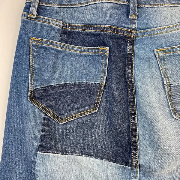Driftwood Anthro Saydi Patchwork Denim Jean Boho Retro A line skirt womens 26 4 - Image 8