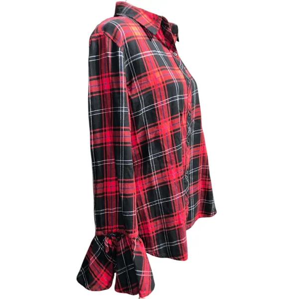 Beach lunch lounge Plaid ladies Shirt - Red and Black buffalo plaid - Image 6