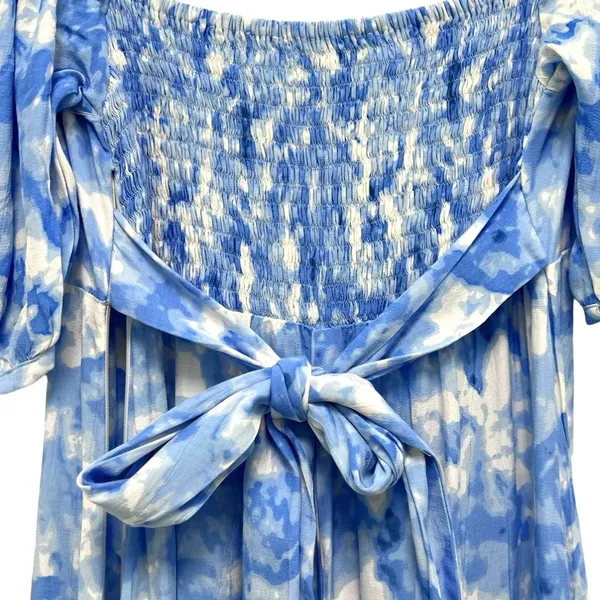 Faithfull the Brand Charlize Midi Dress in Blue Roos Tie Dye Cloudscape Size S - Image 8