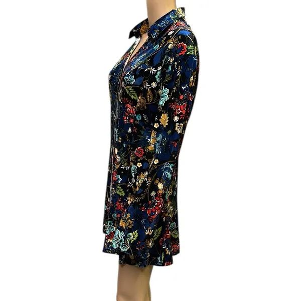 Velvet Serengeti Multicolored Floral Print Button Up Long Sleeve Dress Womens XL - Image 4