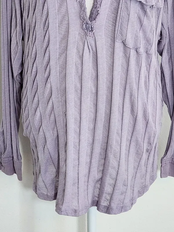We The Free Light Purple Tonal Stripe Shirt Size Small - Image 3