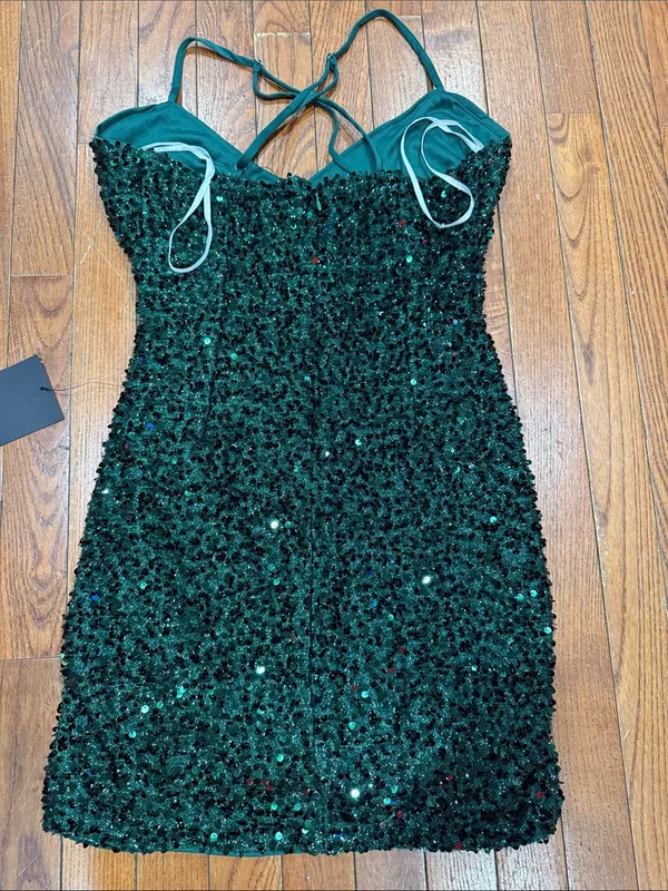 Lulu's Emerald Sequin Spaghetti-Strap Mini Dress - Image 7