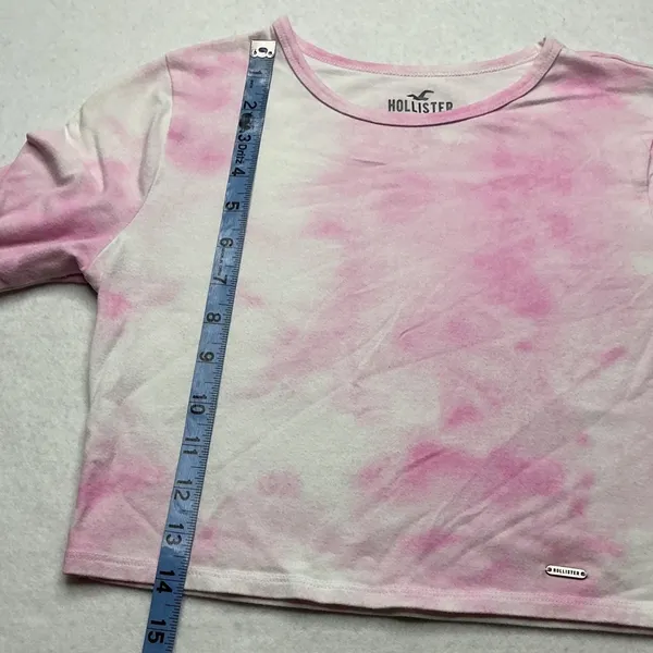 Hollister Must-Have Collection Baby Tee Pink Tie Dye Long Sleeve Crop Top Small - Image 4