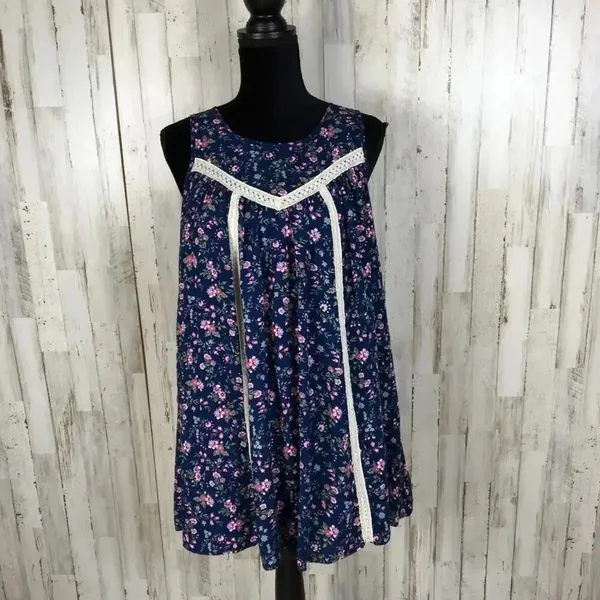 Entro Open Caged Back Floral Dress Swing Anthro v6x - Image 3