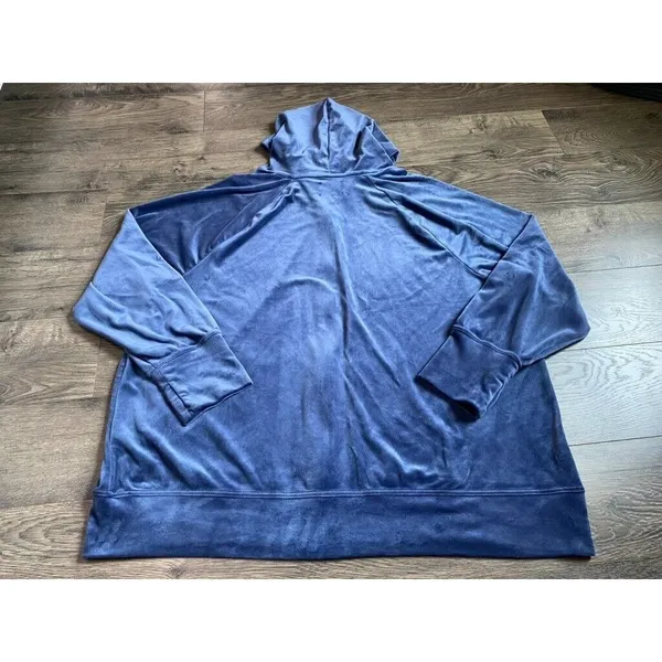 EUC Womens Aerie velour velvet full zip‎ jacket blue oversized size XXL - Image 9