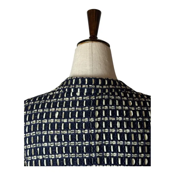 Carlisle New York Blazer Women‎ 6 Blue Tan Tweed Double Breasted Preppy Mature - Image 5