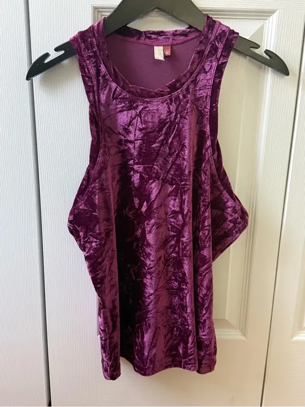 Anthropologie Pilcro Raspberry Red Velveteen Racerback Sleeveless Top - Image 3