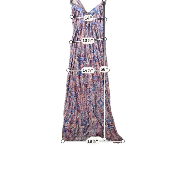 Lovestitch Purple Blue Paisley Floral Button Front Maxi Dress Strappy Back Med - Image 3