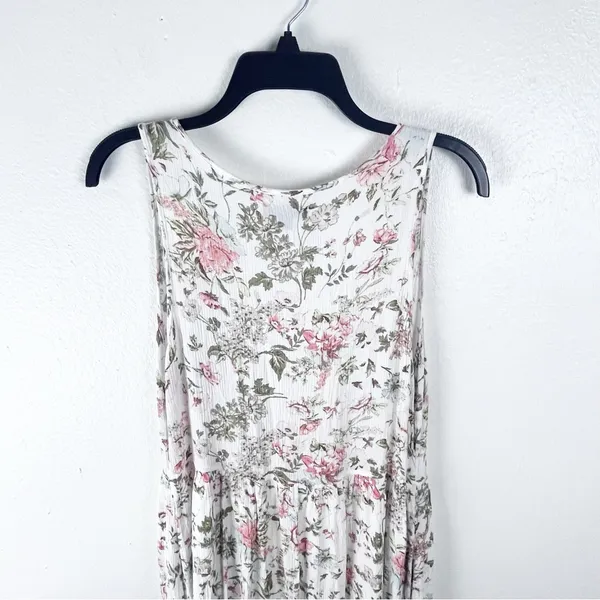FRYE Floral Sleeveless Front Button Pleated Bodice Lined Maxi Dress Size Medium - Image 7