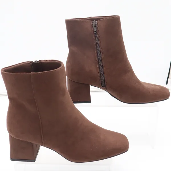 Old Navy Mod Bootie Brown Faux Suede Square Toe Block Heel Ankle Boots 8 - Image 2