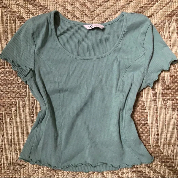 SO Green Ribbed Crop Top - Image 2