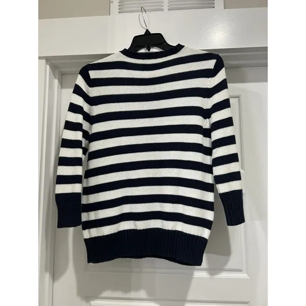 American Living Knit Sweater Striped Blue White 3/4 Sleeve Nautical Coast Sz XL - Image 4
