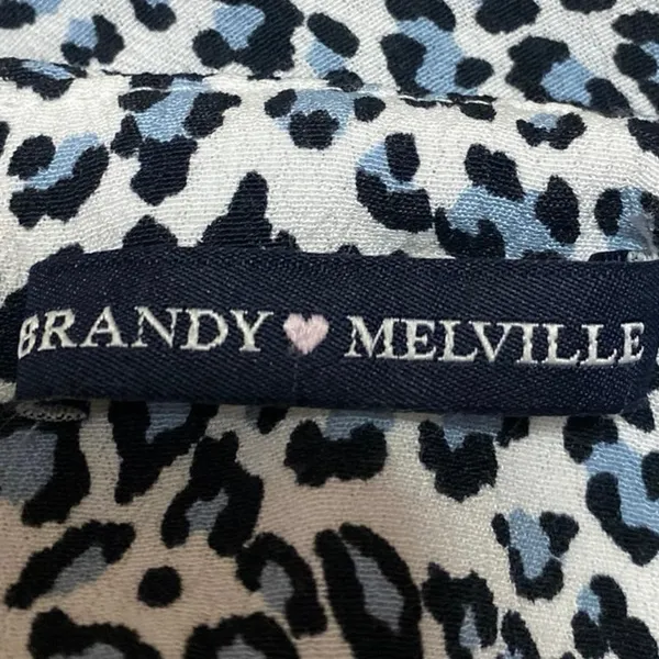 Brandy Melville White Blue Leopard Animal Print High Waist Mini Slip Skirt Sz S - Image 4