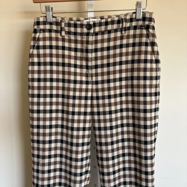 EDITED womens 38 Brown Cream‎ Plaid Ankle Trouser Pants - Image 3