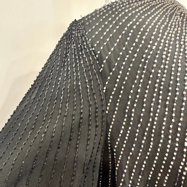 Vintage 80s Stenay Woman‎ Black Silk Beaded Sequin Cocktail Shift Dress Art Deco - Image 7