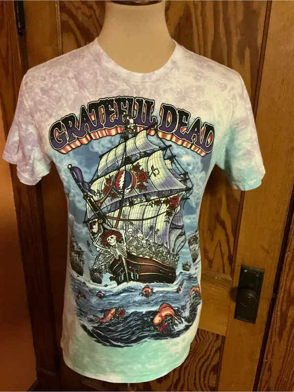Liquid Blue Grateful Dead Ship of Fools Tie Dye T Shirt Small Deadhead - Image 8